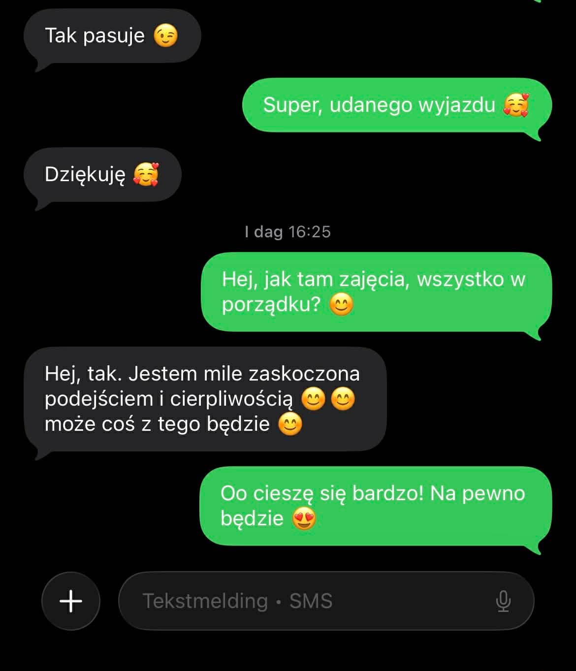 Zrzut ekranu z wiadomością od uczennicy Justyna